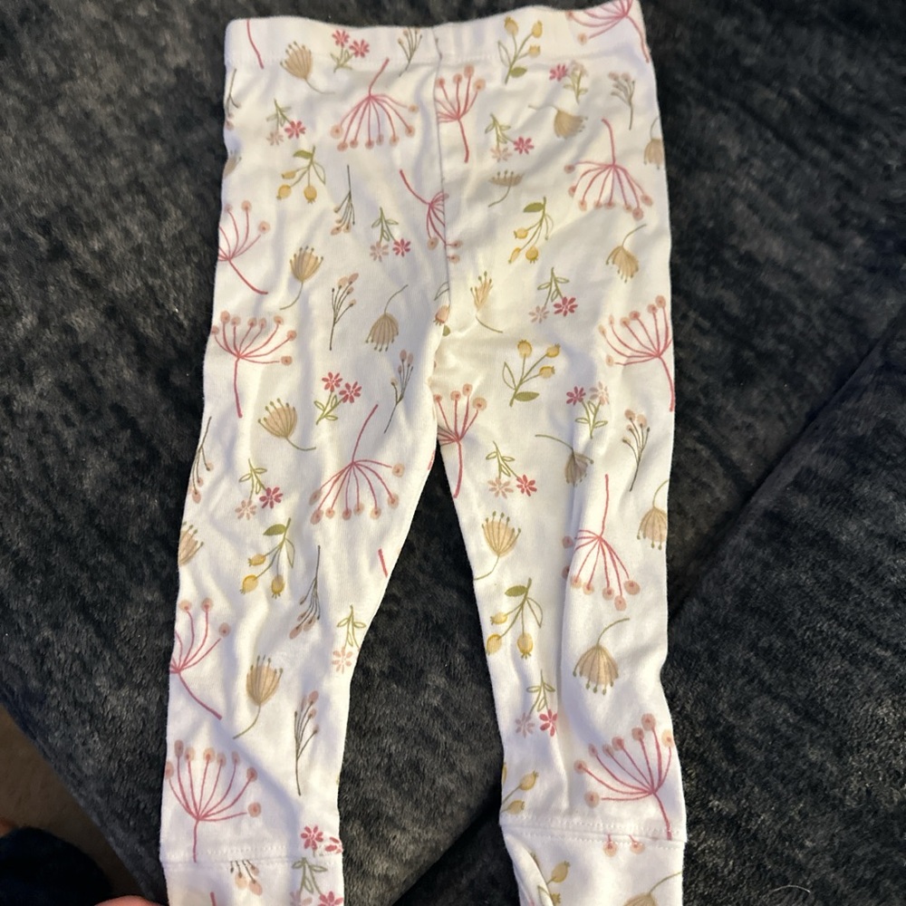 Cloud Island White and Pink Floral Leggings